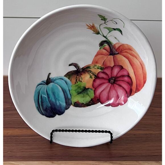 Ceramica Cuore Ivory Pasta Bowl Multicolored Pumpkins 9” Replacement Italy - Picture 8 of 8